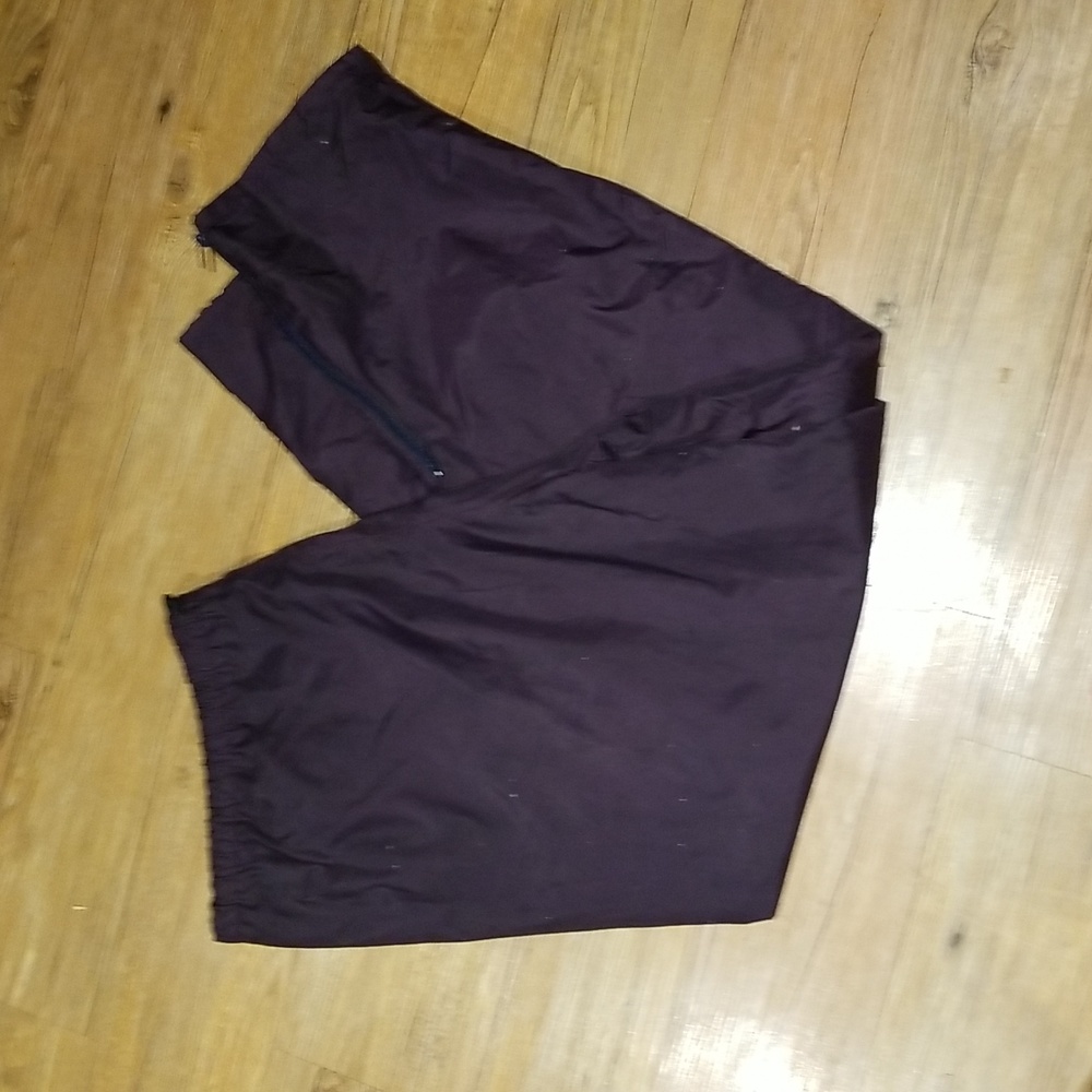 Coleman Purple nylon rain pants EUC adjustable waist and zippers at ankles Sz XL
